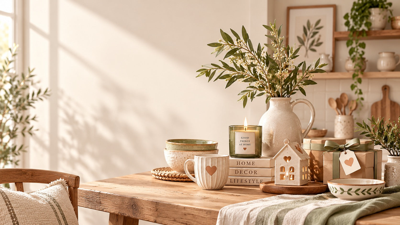 Interno luminoso con decorazioni per la casa